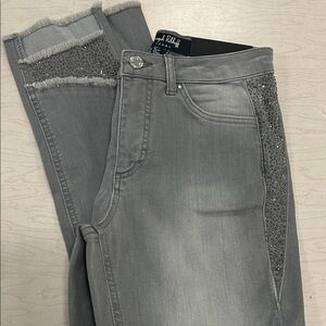 Joseph Ribkoff Gray Ankle Jeans with Embellishments